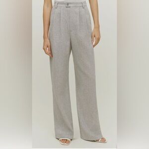 NWT Reformation High Waisted Montauk Wide Leg Women's Pants in Light Gray